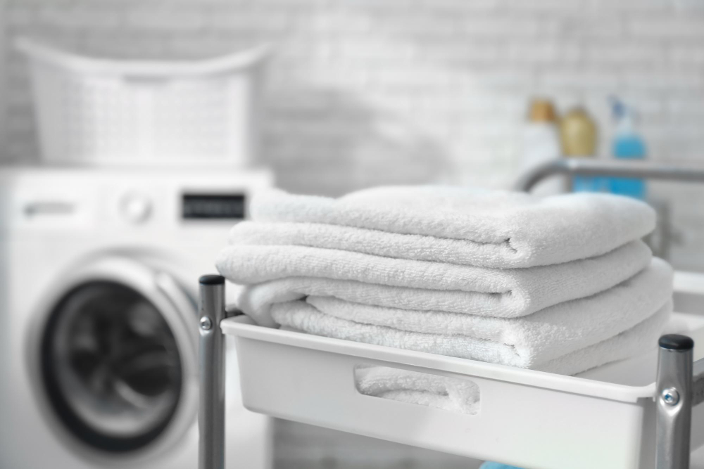 Modern laundry facility with clean clothes